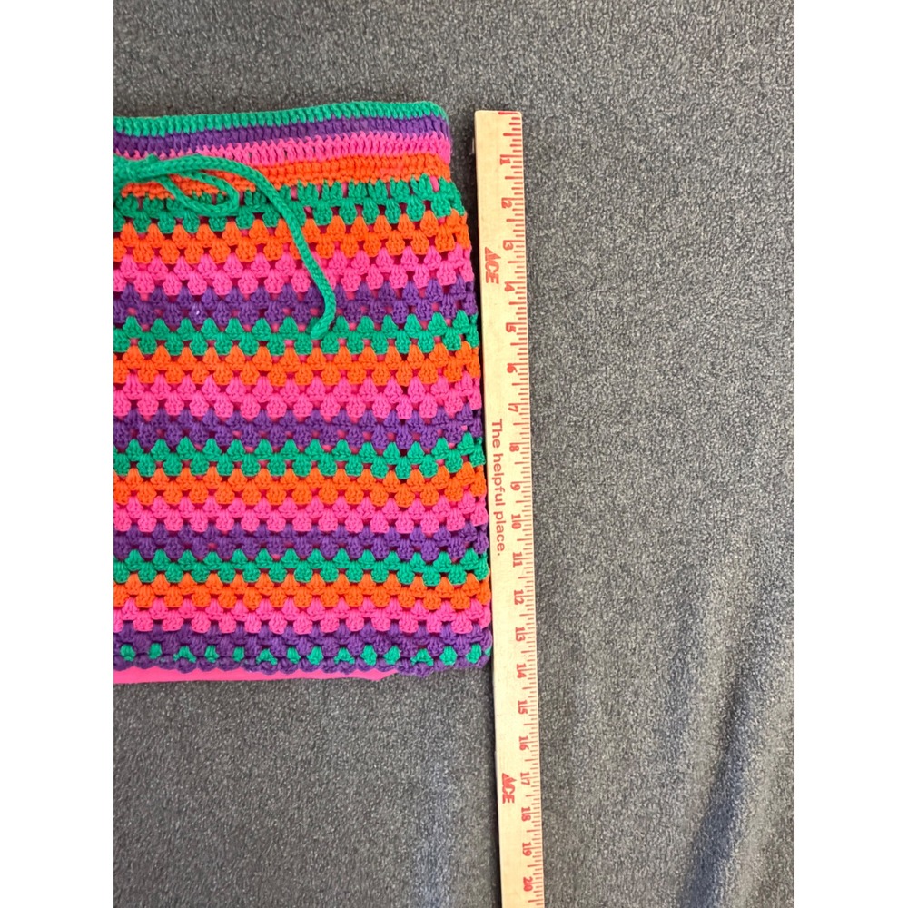 Handmade‎ Crochet Mini Skirt Womens M Multi Color Excellent Boho Granny Stitch - Picture 6 of 7